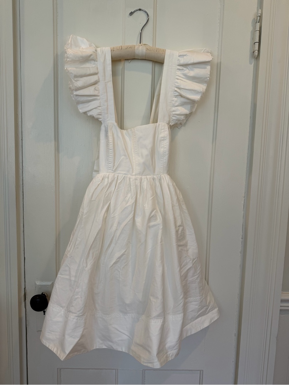 Aje White Mini Dress With Ruffle Sleeves & Aline  Skirt